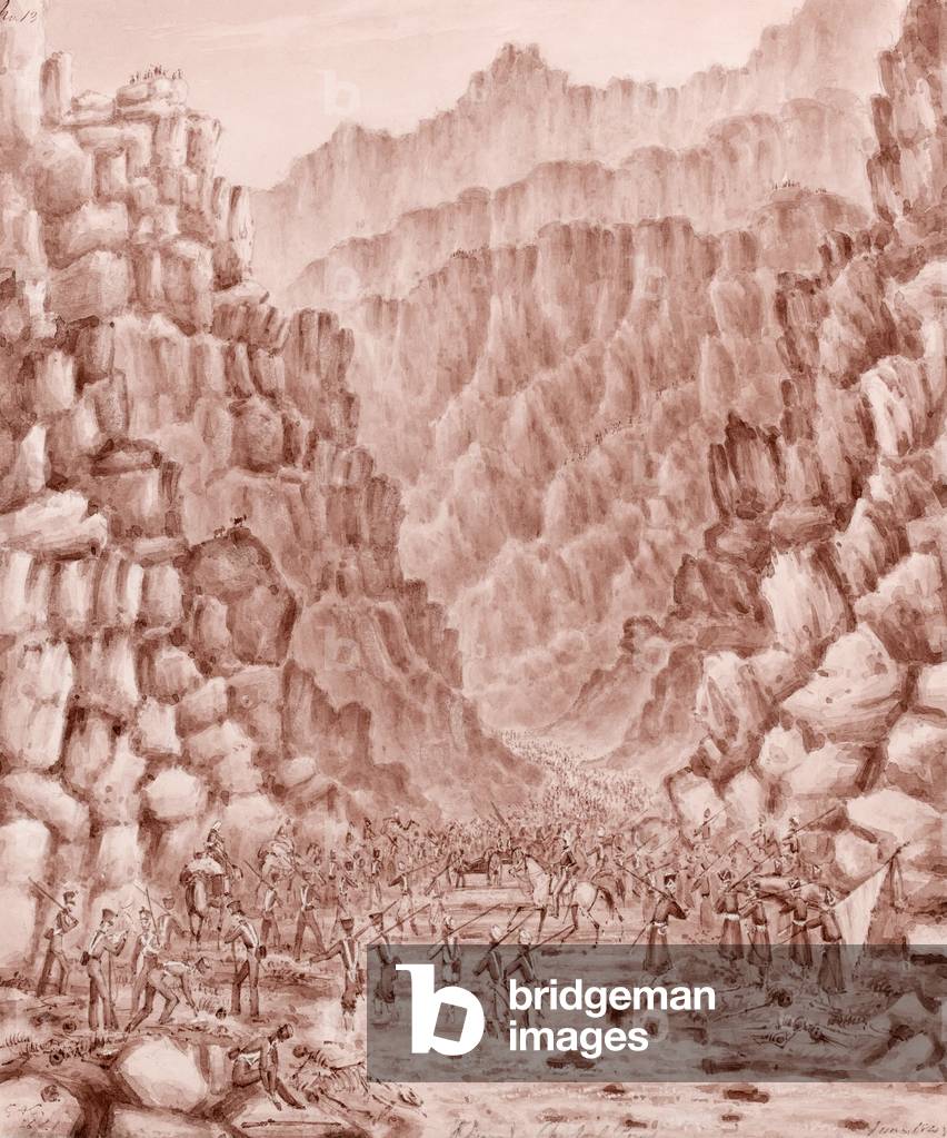 Khoord Caubel Pass, 1842 (pencil and wash)