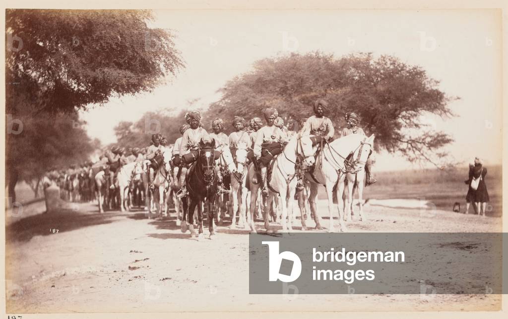 Nabha Native Cavalry Contingent at the Delhi Camp of Exercise, 1885 circa (b/w photo)