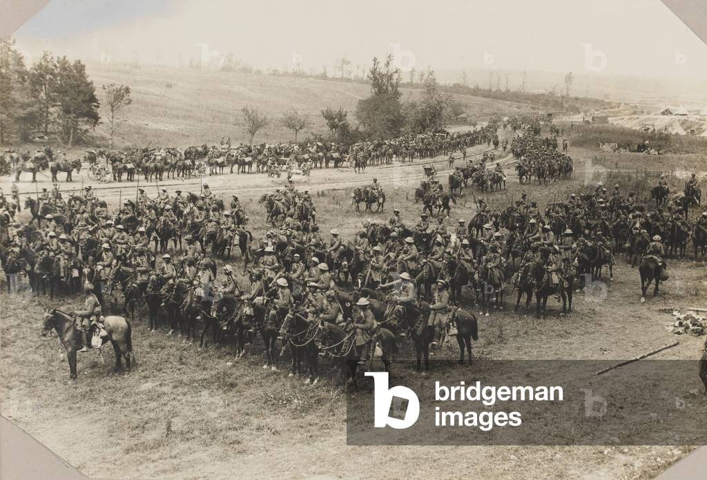18th King George's Own Lancers near Mametz, Somme, 15 July 1916 (b/w photo)