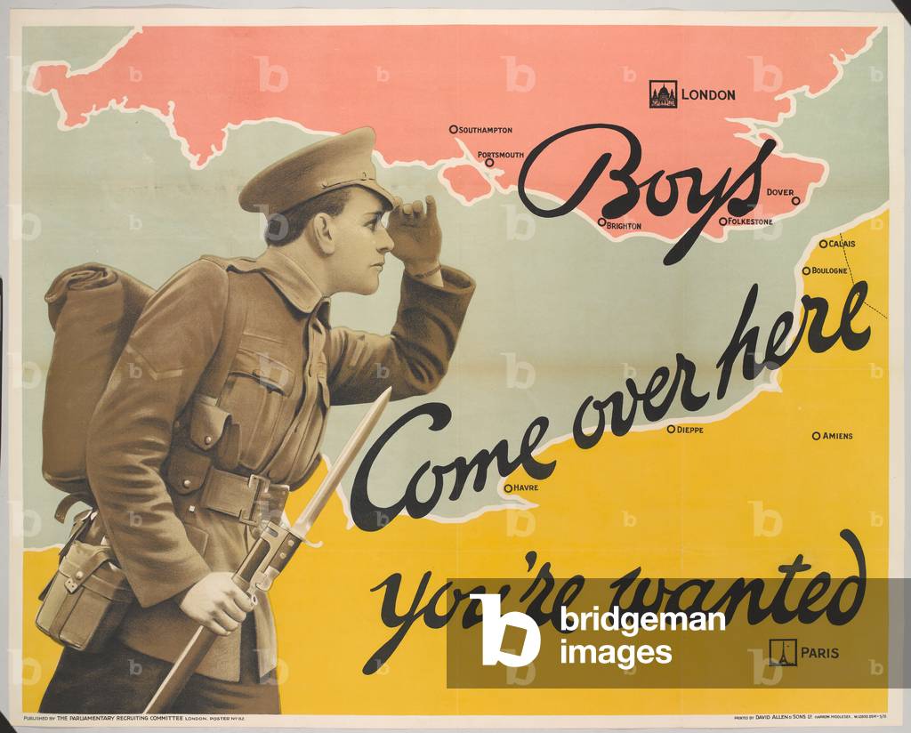 Boys Come over here youre wanted, 1915 (colour litho)