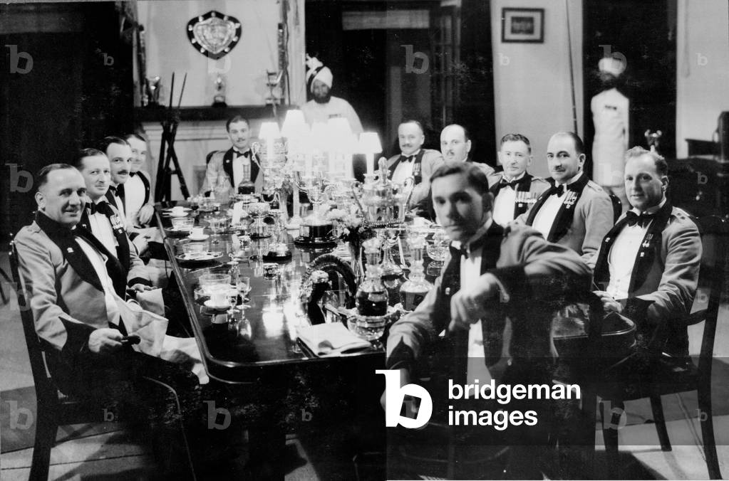 Officer's mess, 10th Battalion, 1st Punjab Regiment, 1937 circa. (b/w photo)
