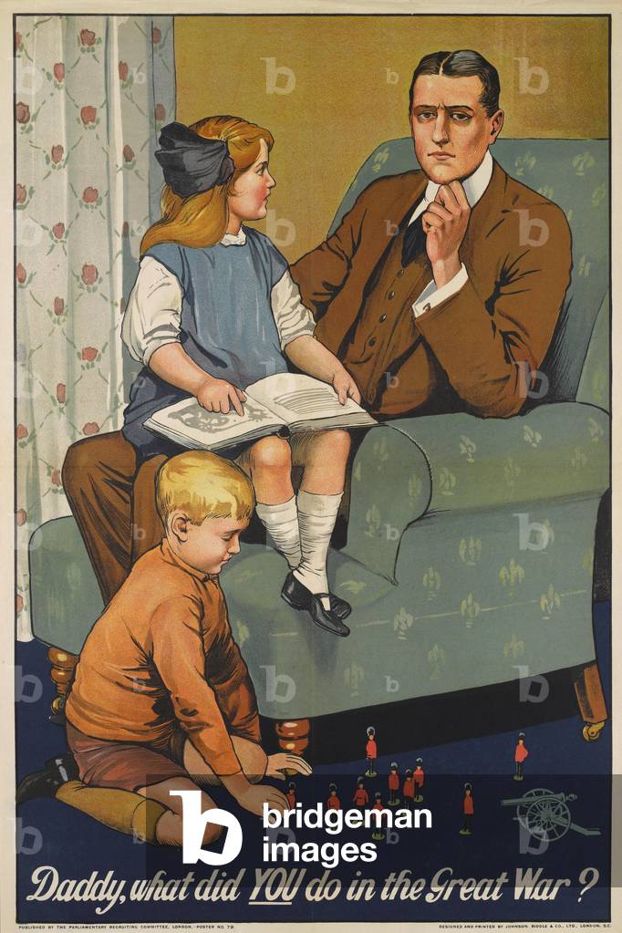 Recruiting poster, 'Daddy, what did You do in the Great War?', 1915 (colour litho)