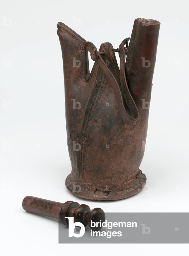 Leather Afghan waterbottle, 1842 circa (leather)