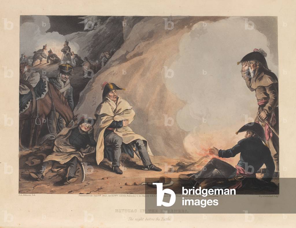 Bivouac in the Pyrenees, the night before the Battle, 1813 (aquatint)