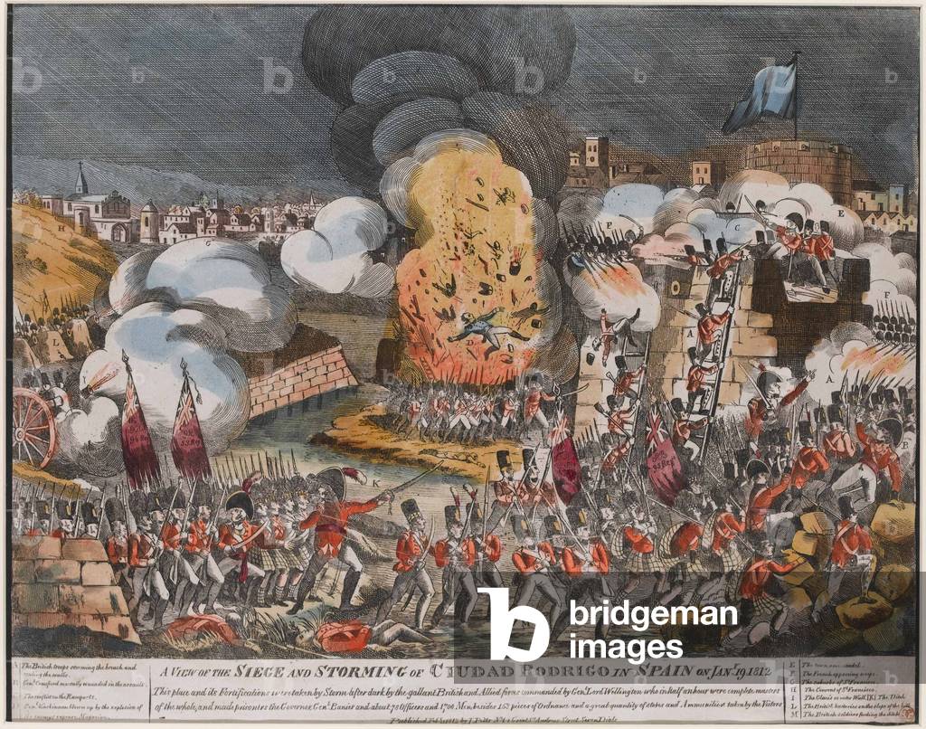 A view of the siege and storming of Ciudad Rodrigo in Spain on Jany. 19. 1812 (engraving)