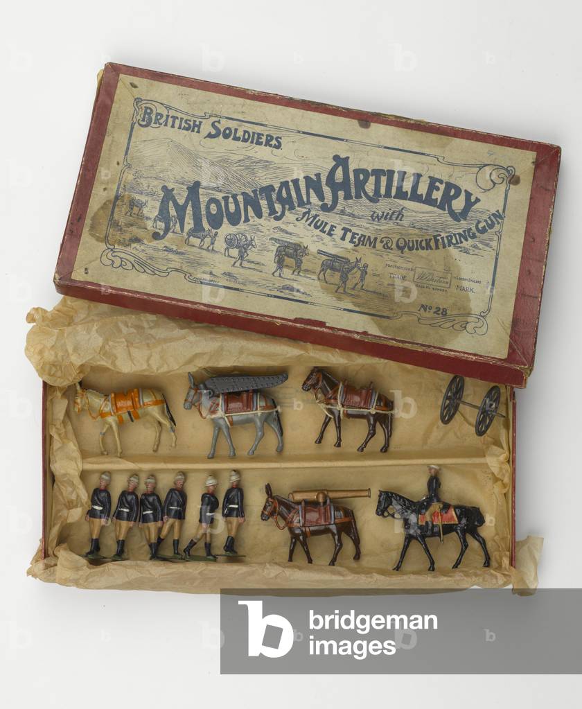 Box set of model soldiers: Mountain Artillery with Mule Team and Quick Firing Gun, 1908 (mixed media)