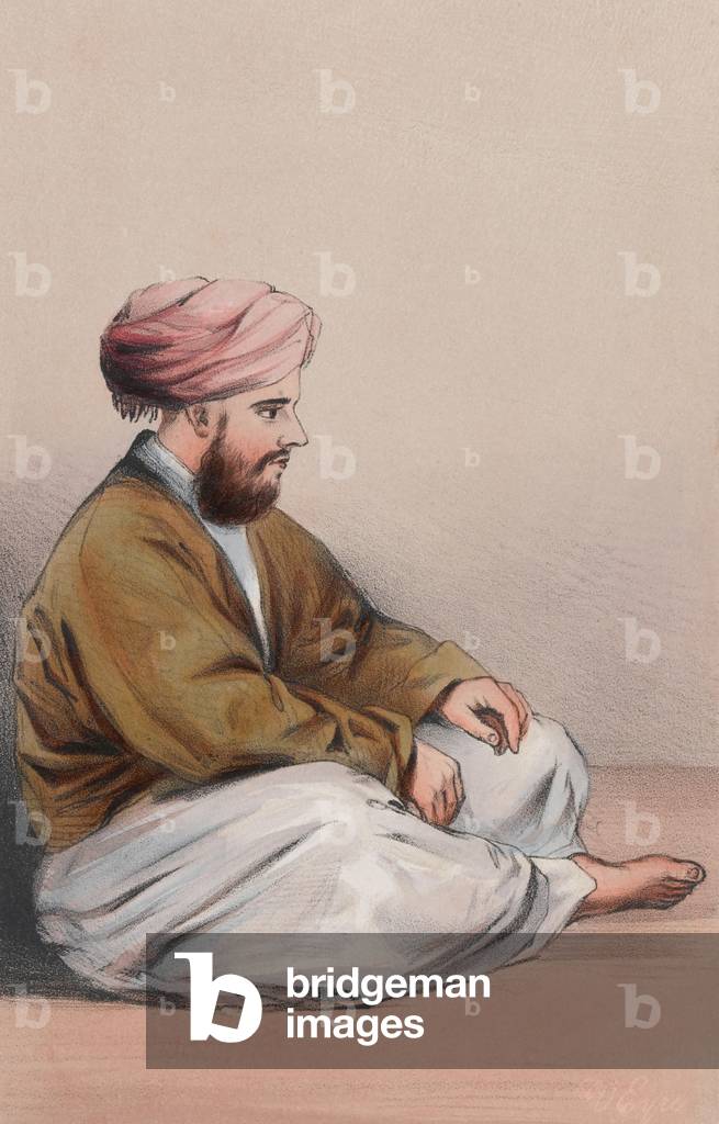 Captain C Troup, Shah's Service, 48th Bengal Native Infantry, 1842 (colour litho)