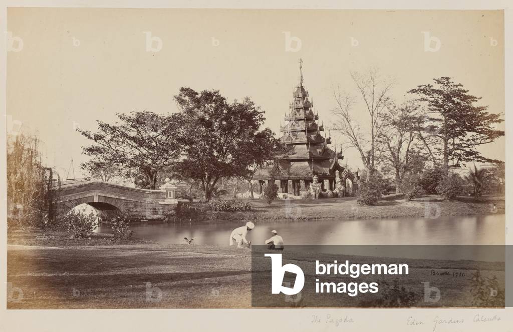 View of Eden Gardens, Calcutta, 1865 (b/w photo)