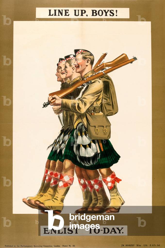 Line Up, Boys! Enlist To-day, 1915 circa (chromolitho)