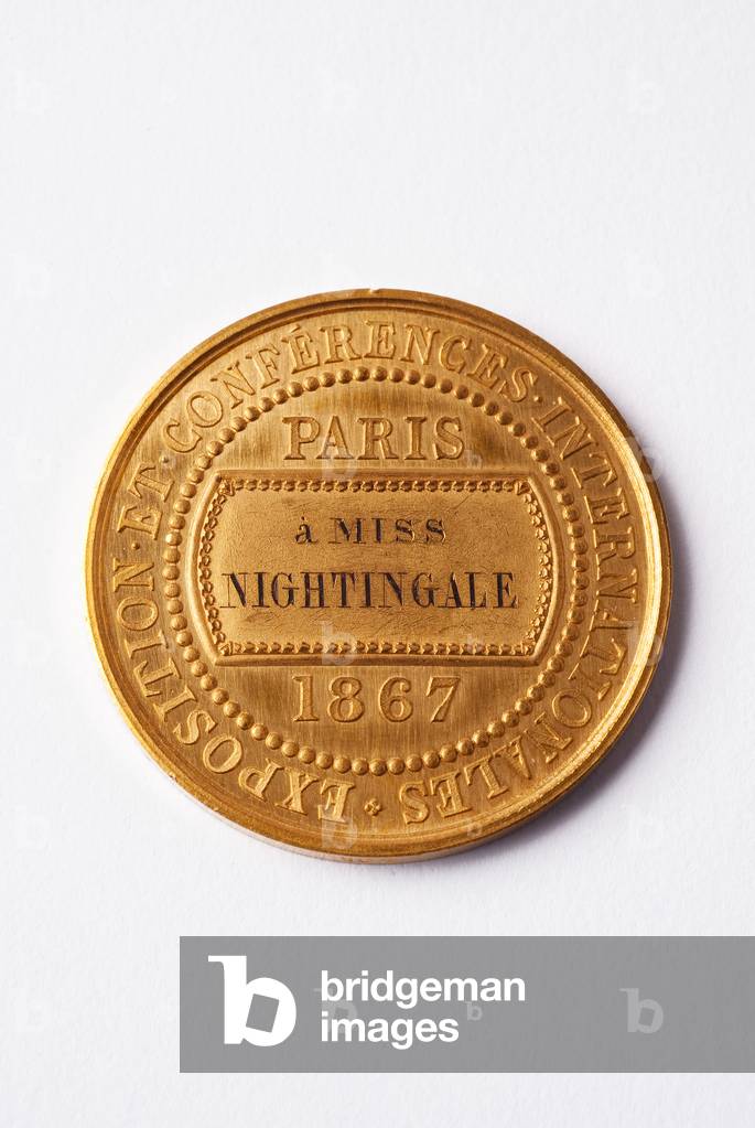 Gold medal issued by the Société Française de Secours aux Blessés des Armées de Terre et de Mer, presented to Florence Nightingale in 1867 (Gold Medal, France)