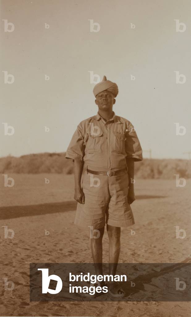 Regimental Sergeant Major Awaleh Farah of the Somaliland Camel Corps, 1933 circa (b/w photo)