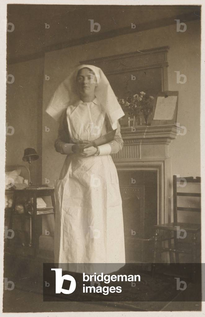 Sister Atkins at Endsleigh Palace Hospital, September 1917. (b/w photo)