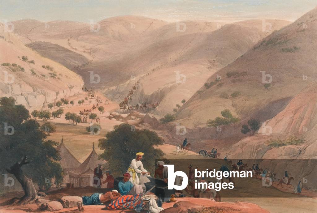 The Third Descent of the Koojah [sic] Pass, c.1839 (lithograph, tinted)