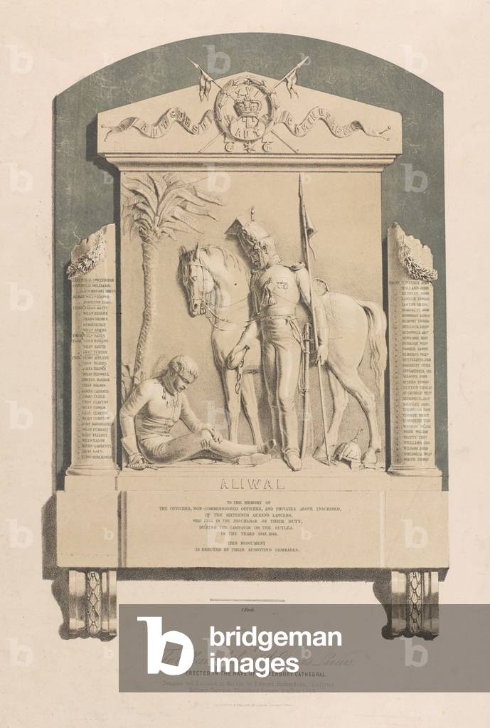 Aliwal memorial, Canterbury Cathedral, 1848 circa (coloured lithograph)