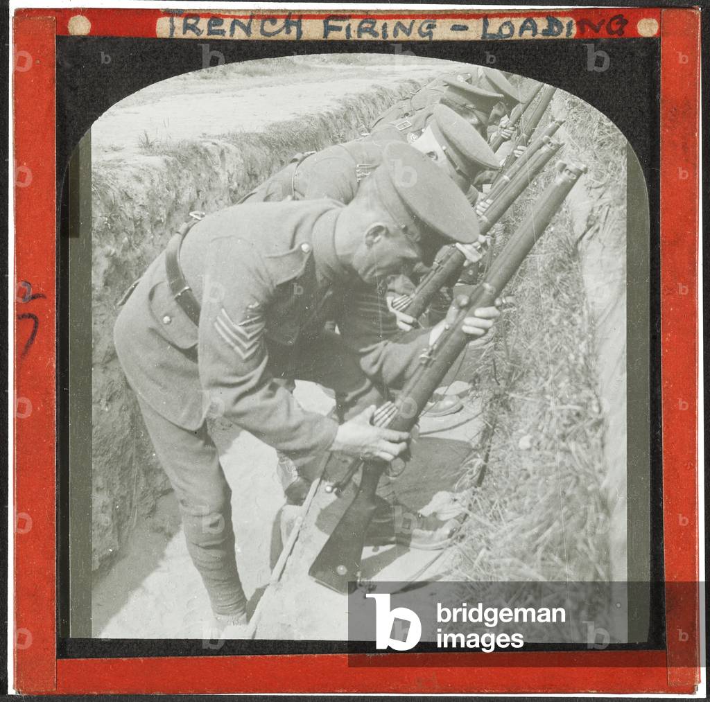 Trench Firing - Loading, 1914 (lantern slide)