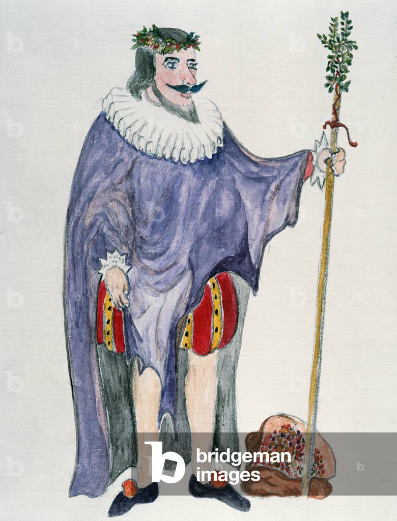 Elizabethan Lord of the Revels (w/c, pen & ink on paper)
