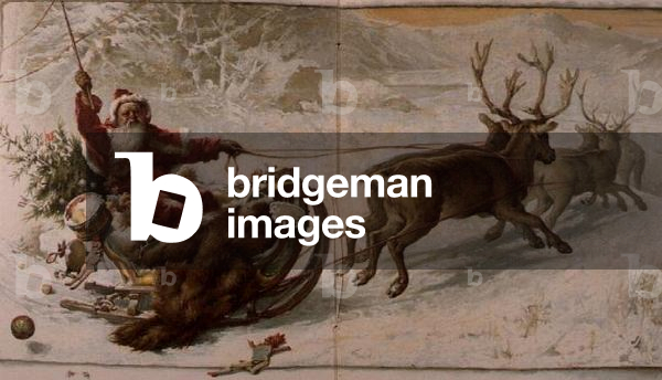 Santa Claus driving his sleigh through the snow, from 