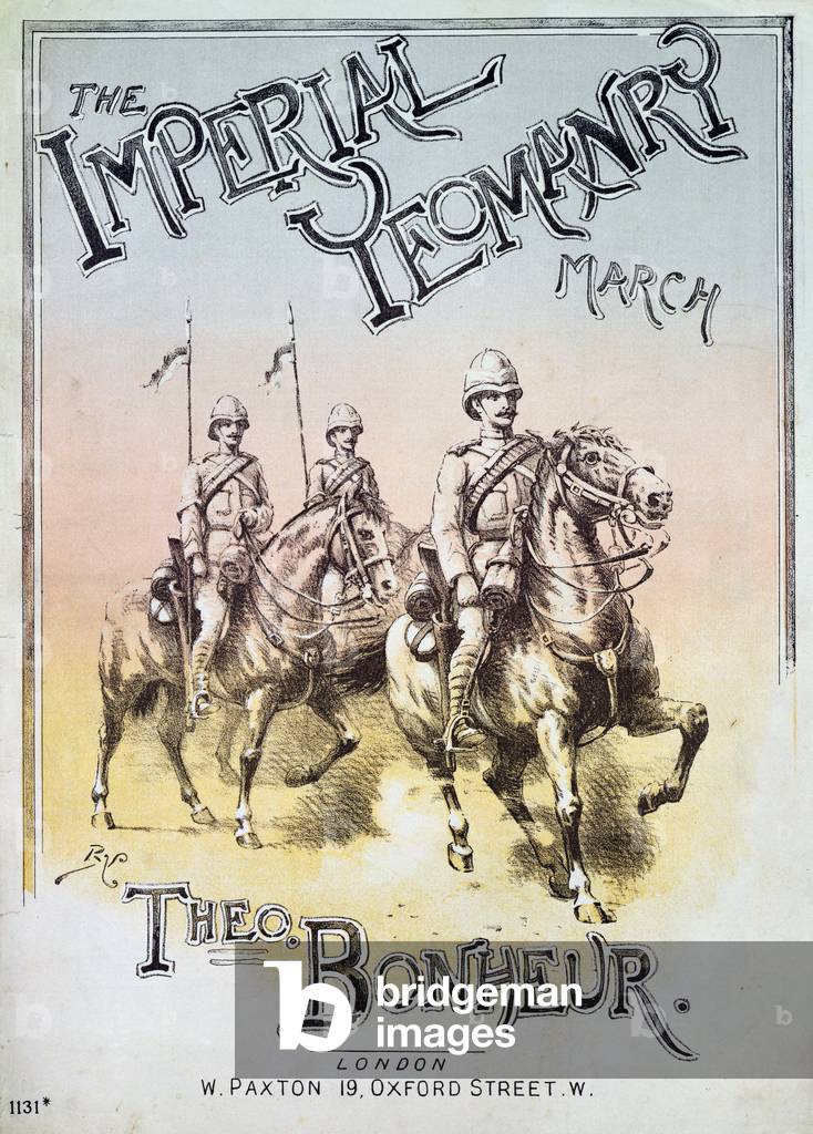 Front cover of the music score for 'The Imperial Yeomanry March' by Theon Bonheur (colour litho)