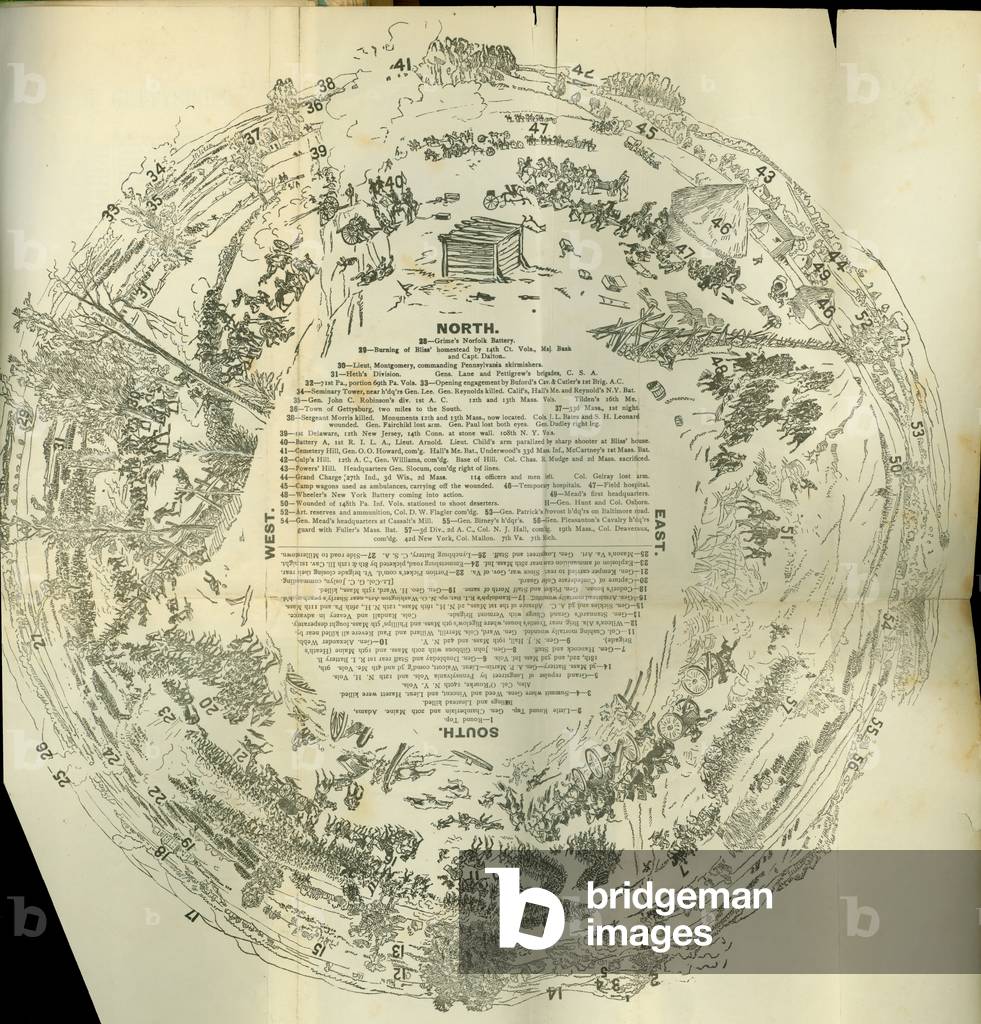 Cyclorama fold out map detailing the History of the Great Rebellion, c.1870 (litho)