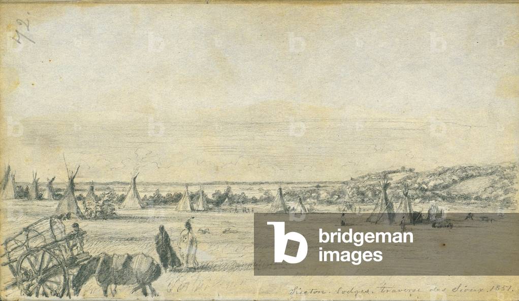 Siseton Lodges, Traverse des Sioux, 1851 (pencil on paper)
