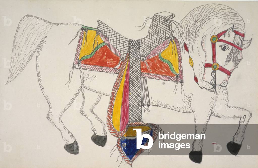 White horse with accoutrements