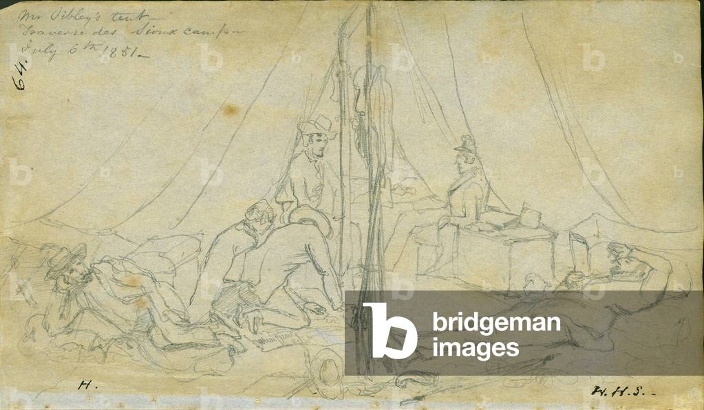 Immagine di Disegno "Sig. Sibley's tenda", 1851 di Frank Blackwell Mayer, b/w