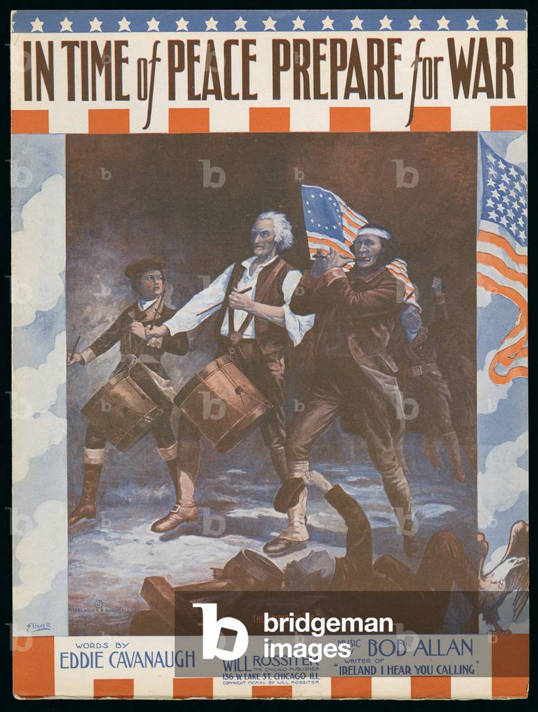 'In Time of Peace Prepare for War', words by Eddie Cavanaugh, music by Bob Allan, c.1915 (colour litho)