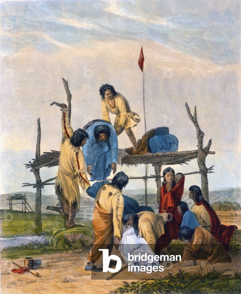 Indian Burial, 1853 (colour litho)
