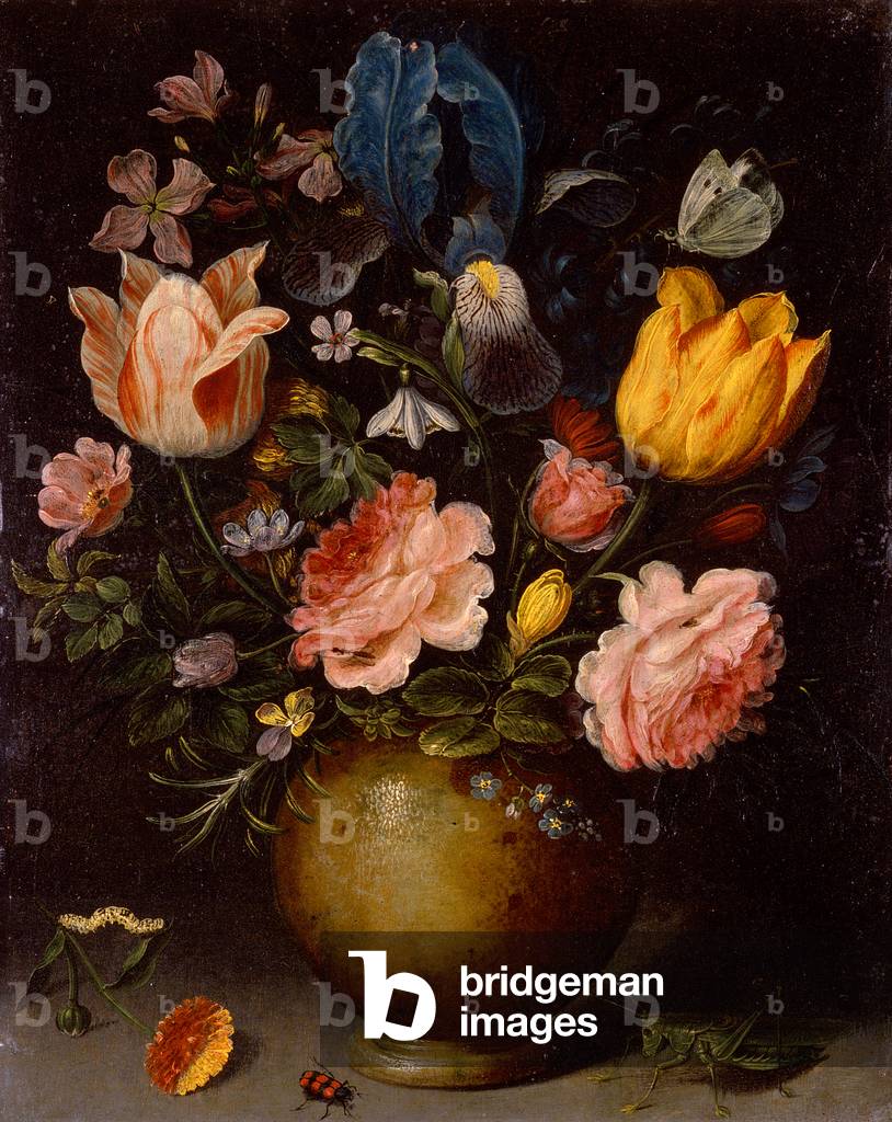 Floral Study with Insects (oil on copper)