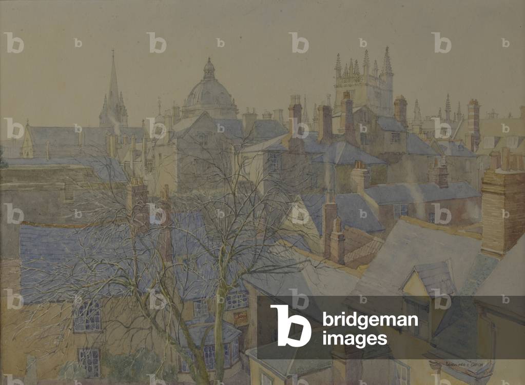 Rooftops in Holywell, Oxford (w/c on paper)