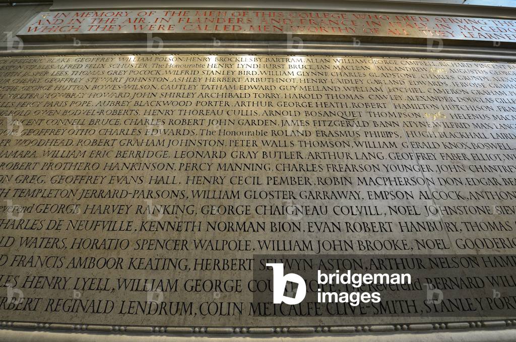 Memorial to the members of New College, Oxford, who lost their lives during World War I, 1921 (stone, pigment & gold leaf)