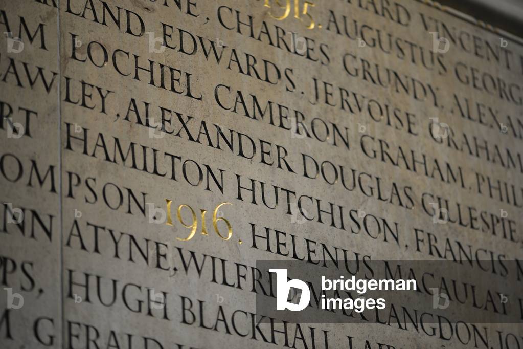 Memorial to the members of New College, Oxford, who lost their lives during World War I, 1921 (stone, pigment & gold leaf)