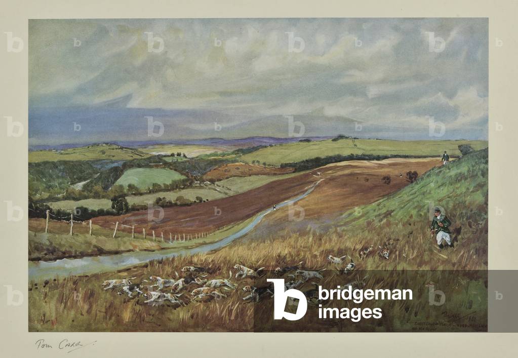 Christchurch & New College Beagles in Northumberland, 1957 (oil on canvas)