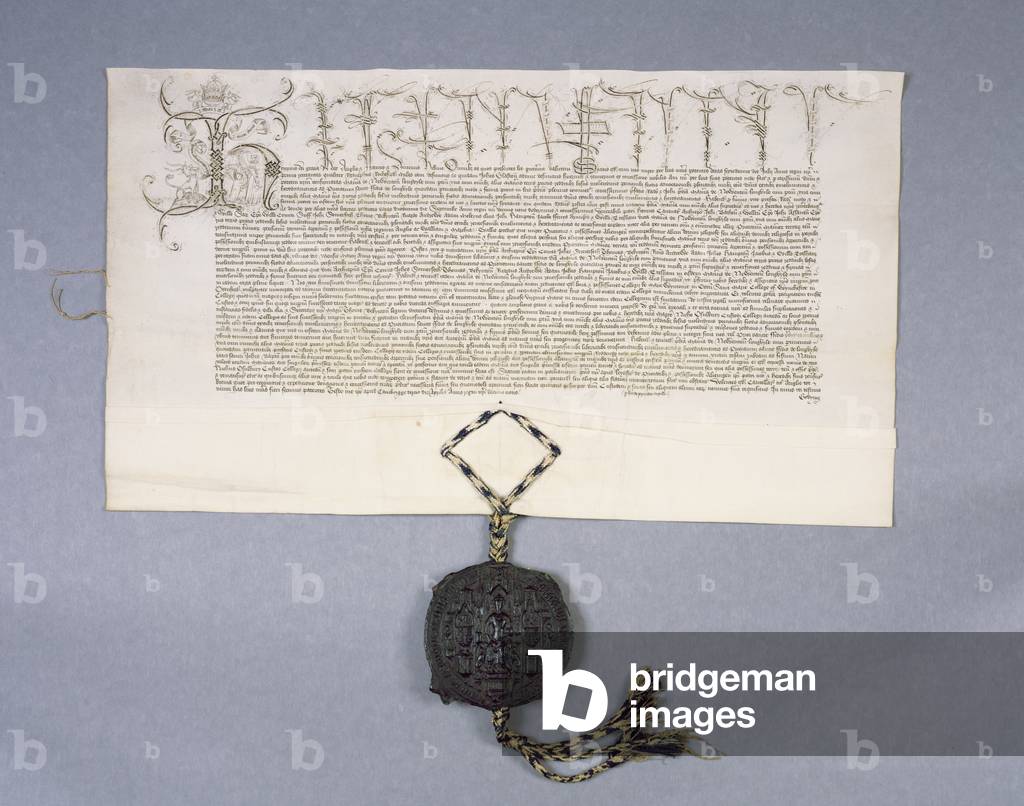 Archive 11980: Charter recording grant by King Henry VI to New College Oxford of the estates of Newton Longville, 1441 (ink on parchment)