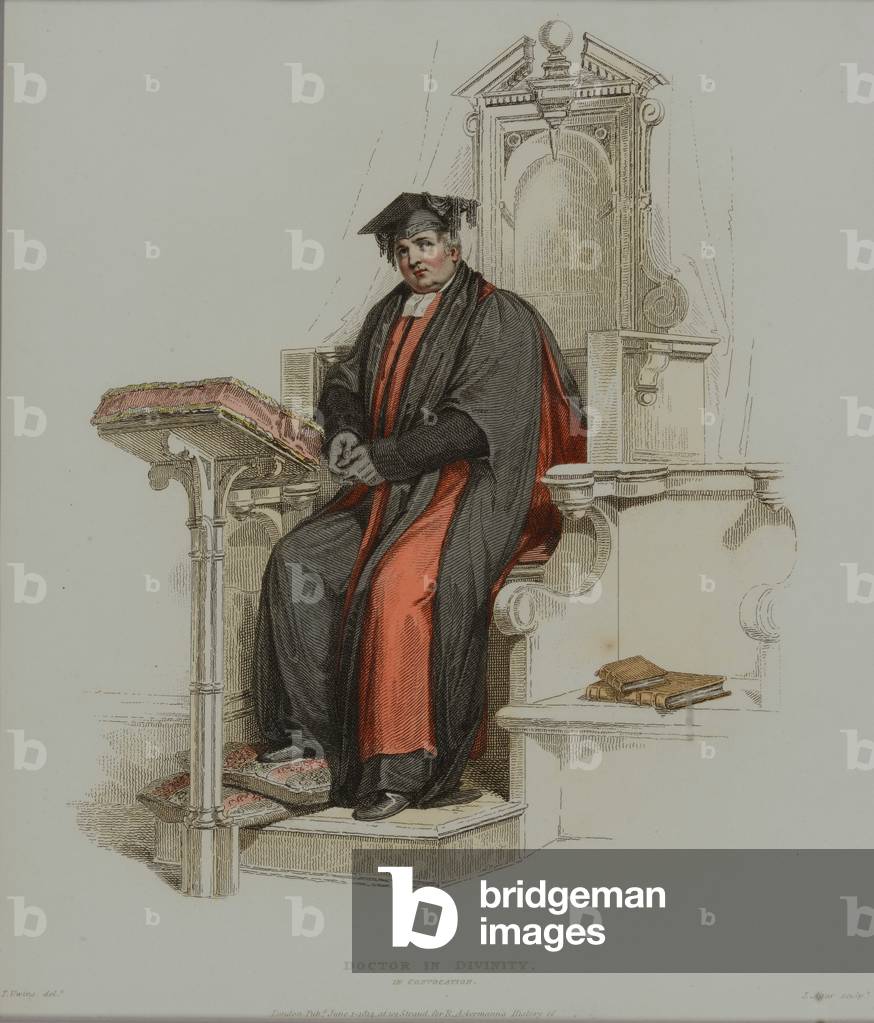 Doctor in Divinity, engraved by J. Agar, published in R. Ackermann's 'History of Oxford', 1814 (hand-coloured engraving)