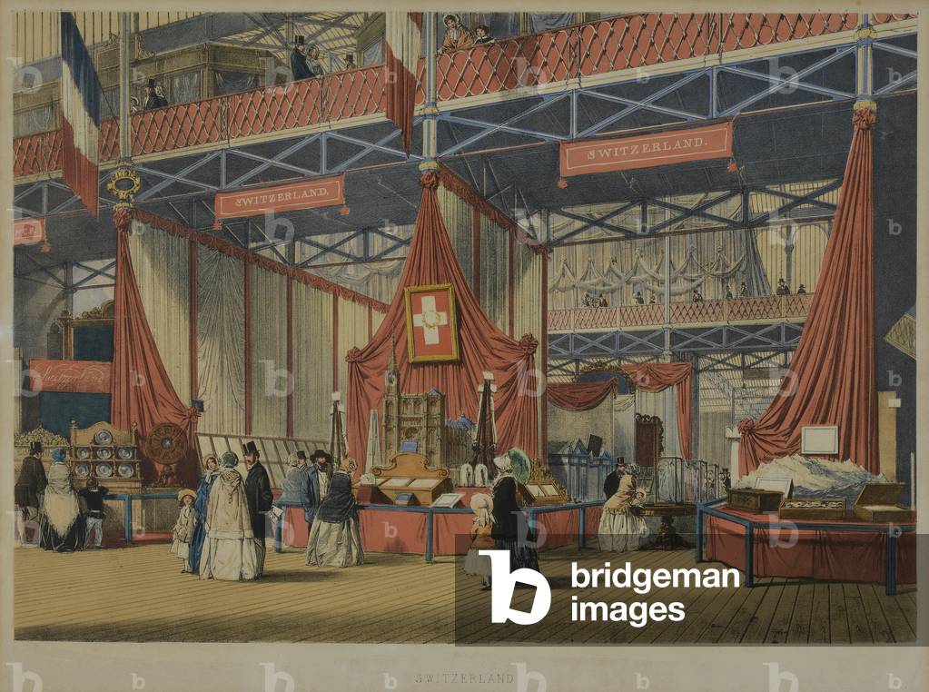 From 'Dickinson's Comprehensive Pictures of the Great Exhibition of 1851', published 1854 Swiss Section, 1854 (coloured lithograph)