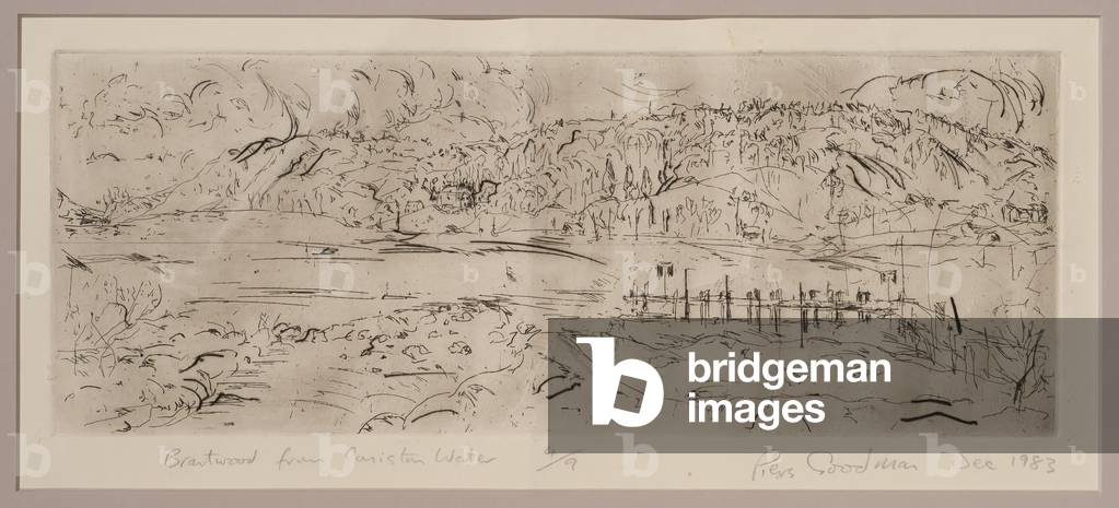 Brantwood from Coniston Water, 1983 (etching)