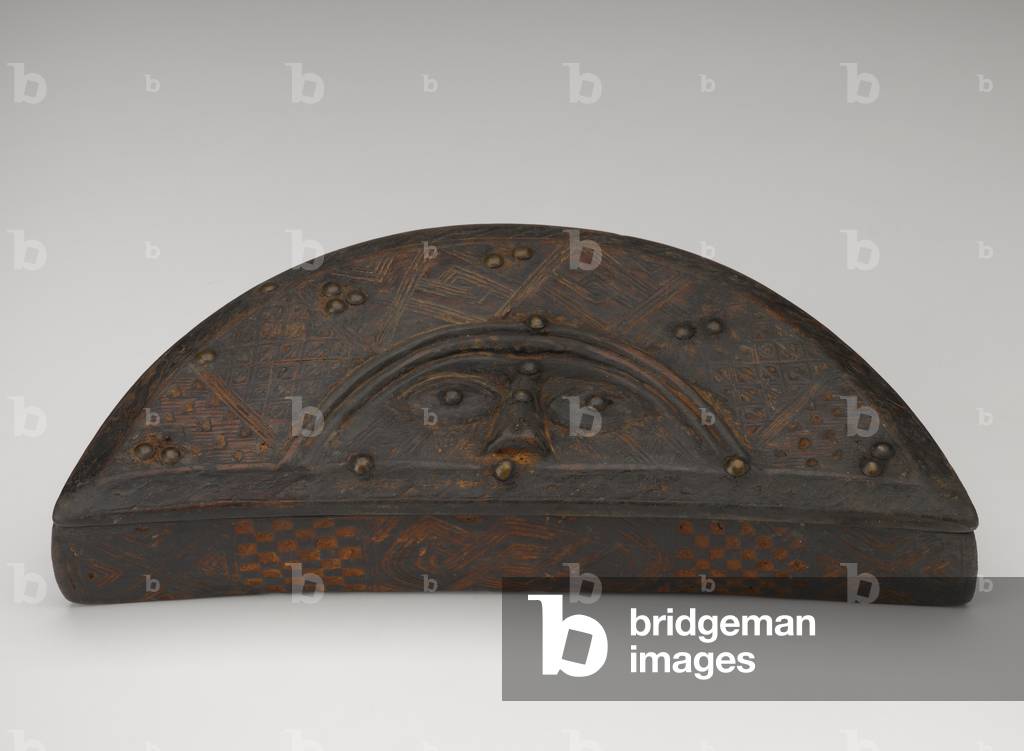 Cosmetic Box, 20th century (wood, metal tacks, and traces of red tukula powder)