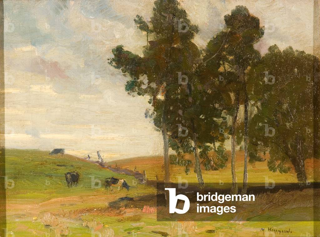 Landscape with Cows, late 19th century to early 20th century (oil on canvas)