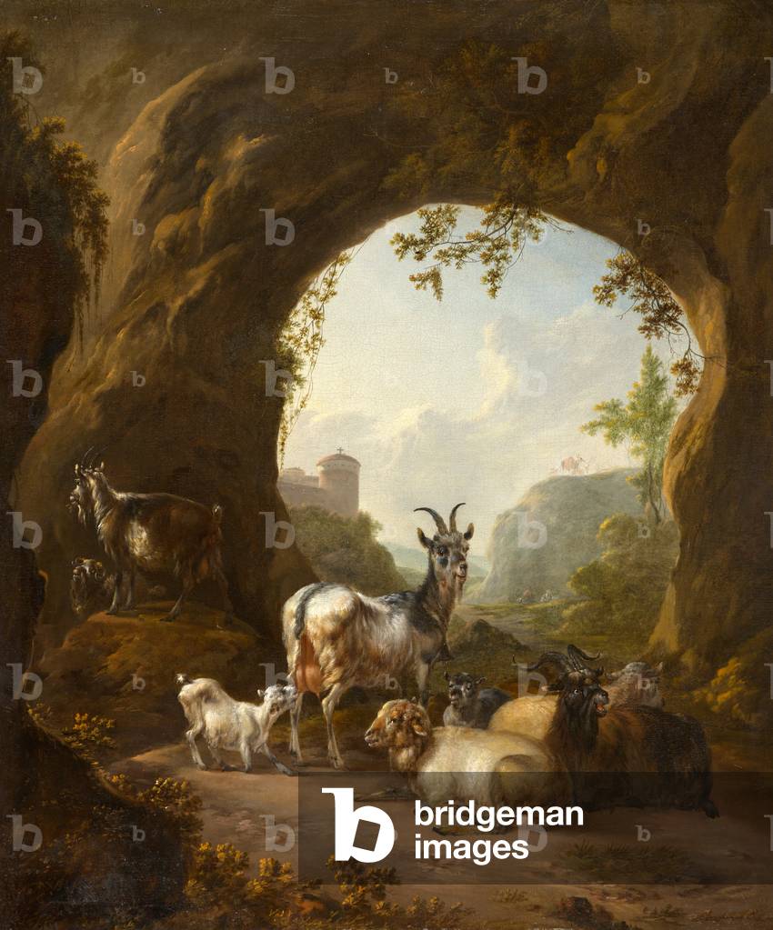 Goats and Sheep in a Grotto, 1660s (oil on canvas)