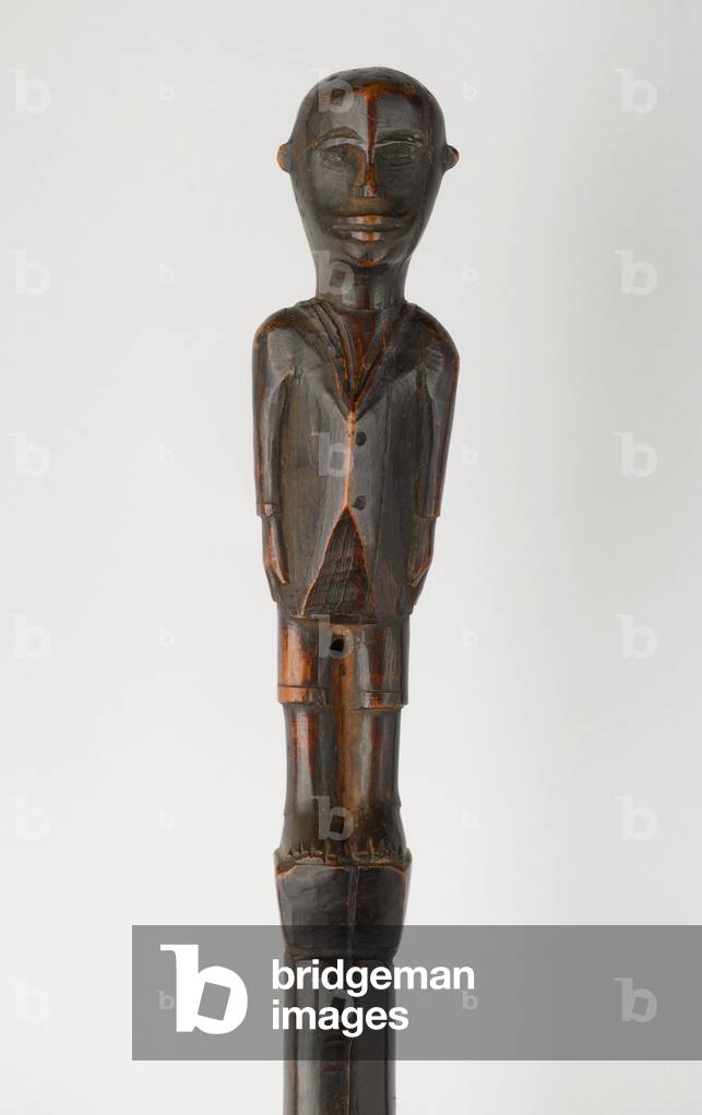 Staff, Male Figure (mvwala), detail, early to mid 20th century (wood)