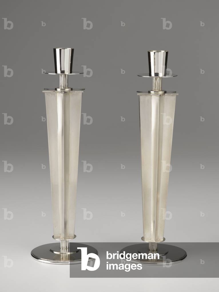 Sabbath and Festival Candlesticks, 2009 (silver: hollow-formed)