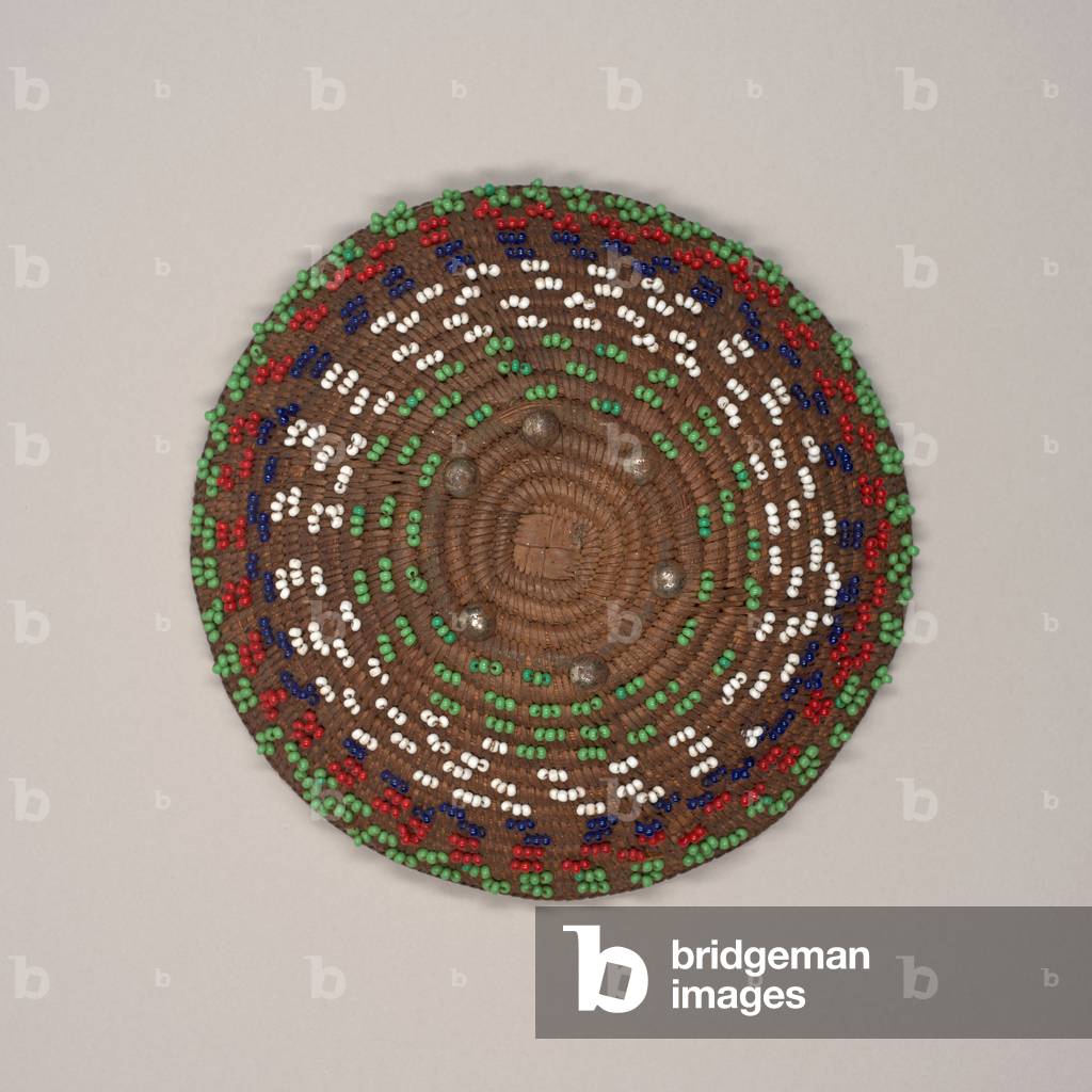 Beer Vessel Cover (imbenge), mid 20th century (ca. 1940s-1960s) (fiber, glass beads, and metal studs)