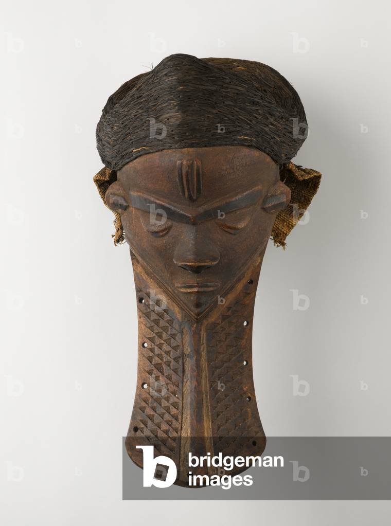 Face Mask (Mbuya Muyombo), 20th century (wood, paint, and cloth)