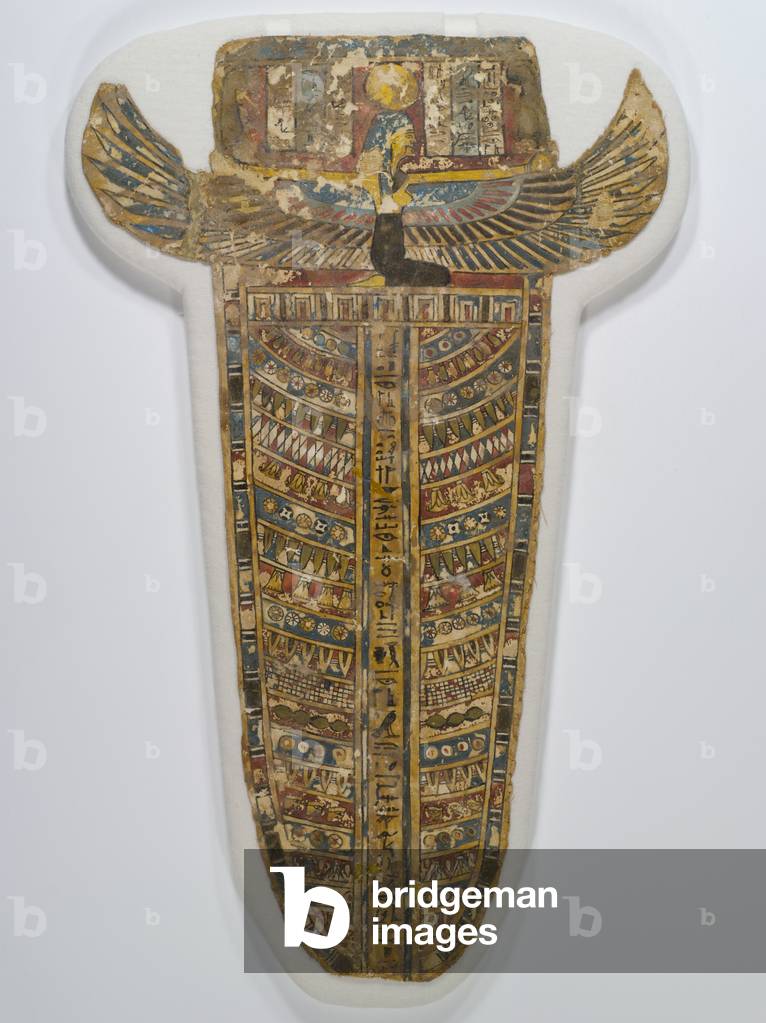 Painted Mummy Covering (Apron), 305-30 BC (linen, gesso, paint, and gilding)
