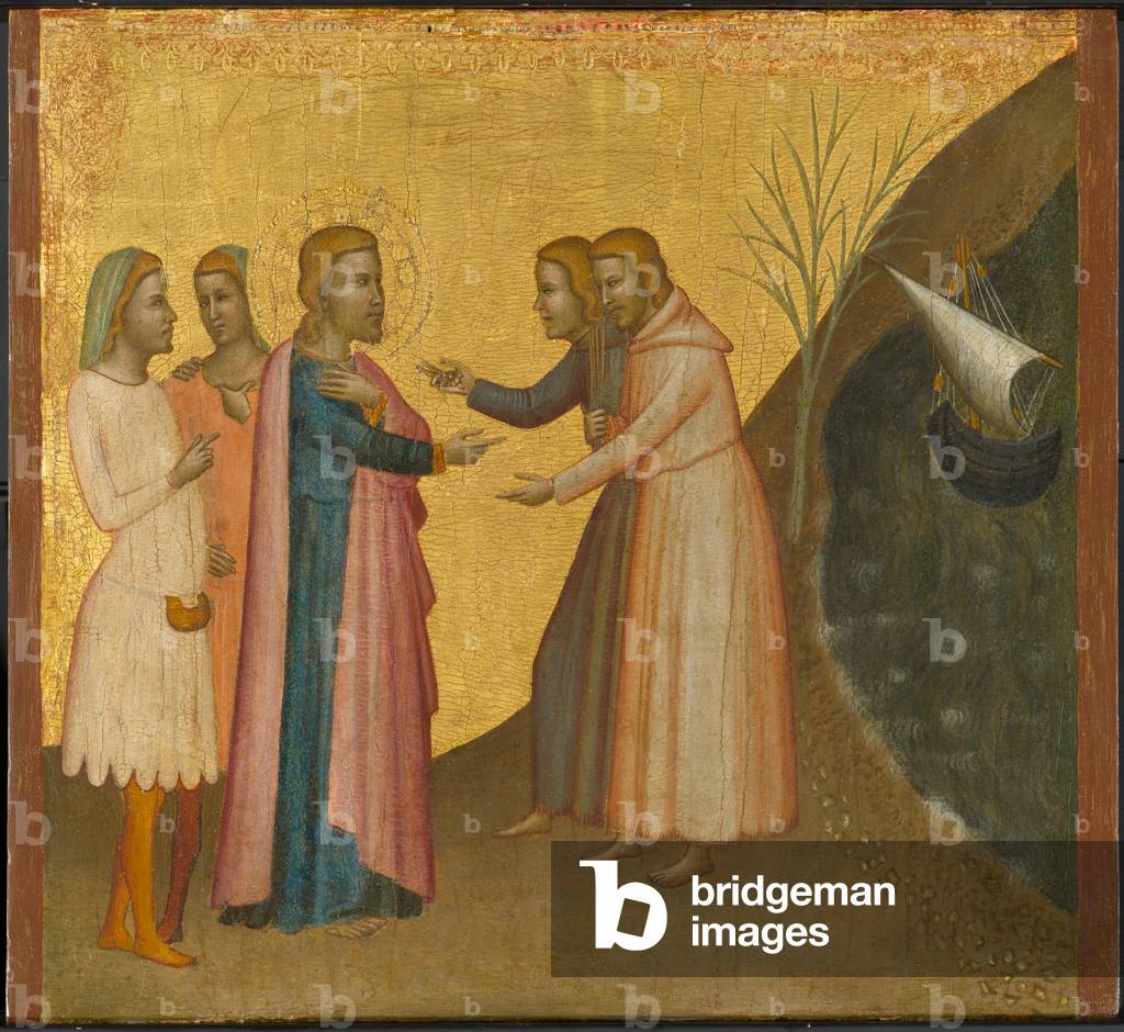 Acteus and Eugenius Implore St. John the Evangelist to Restore Their Wealth, c.1370-1380 (tempera and gold leaf on panel)