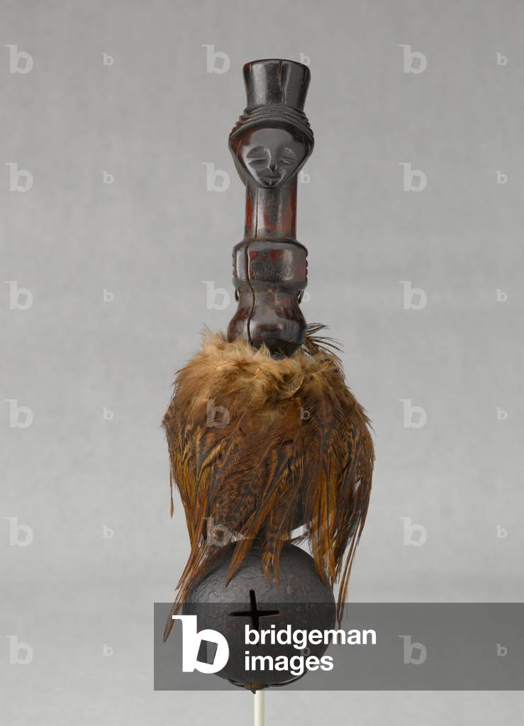Dance Rattle, 20th century (wood, gourd, seeds, feathers, and string)