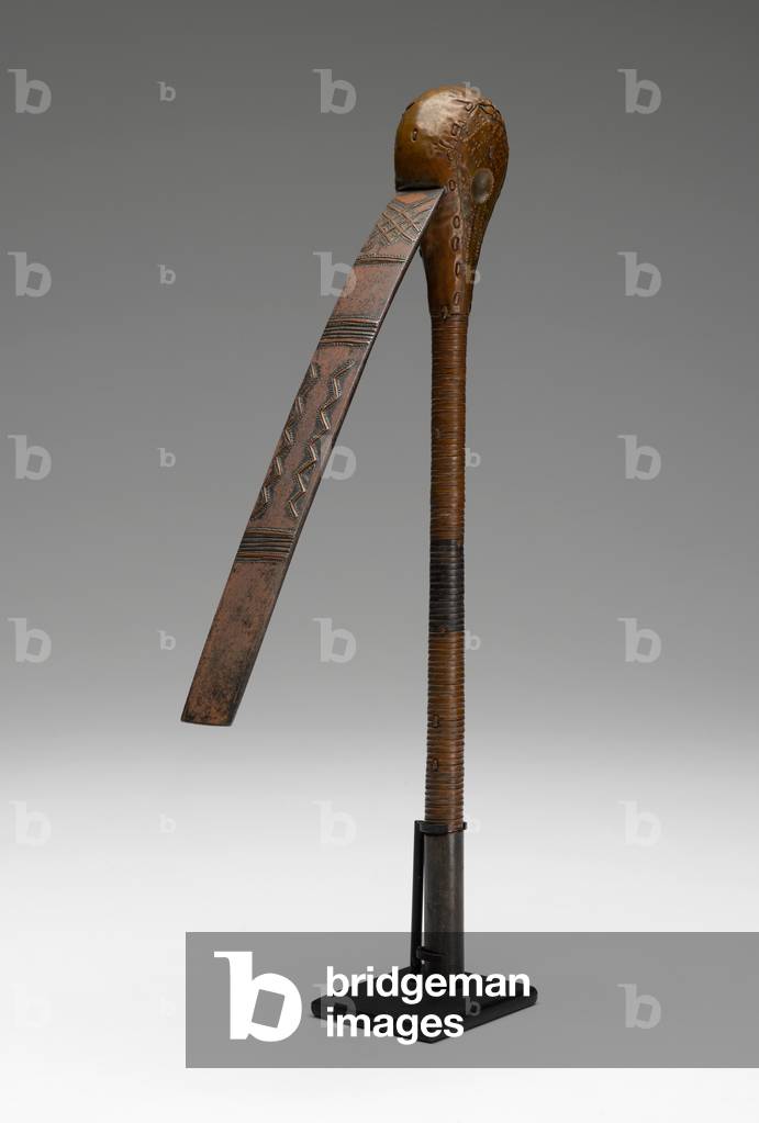 Ceremonial Adze, early 20th century (wood sheathed in copper; copper blade)