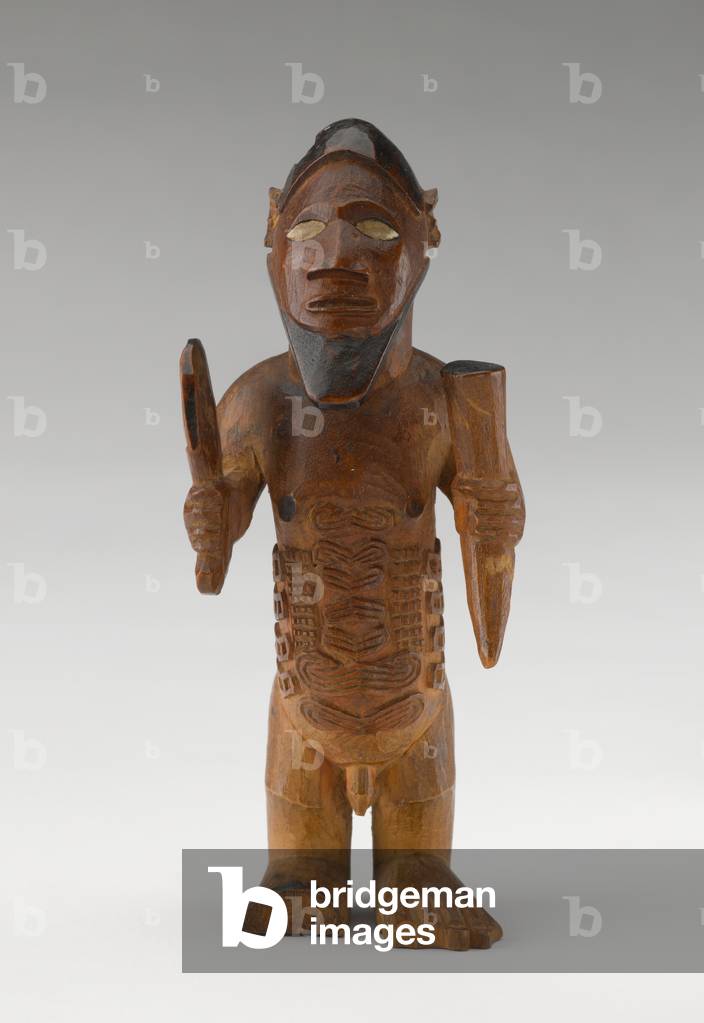 Male Figure, Ancestral (mukuya), 20th century (wood and porcelain)