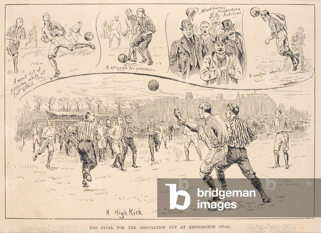 Blackburn Rovers vs. Nottingham County, from 'The Illustrated Sporting and Dramatic News', 23rd March 1891 (colour litho)